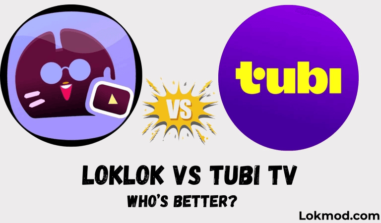 Loklok vs Tubi TV logos side by side with the text ‘Who’s better?’ highlighting a streaming app comparison.